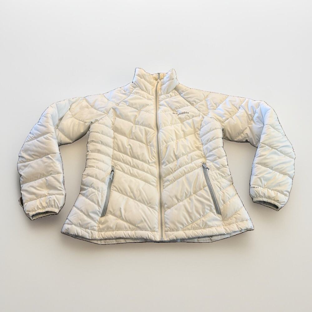 Columbia Womens White Puffer Insualted Full Zip Omni-Heat Jacket Size M Medium